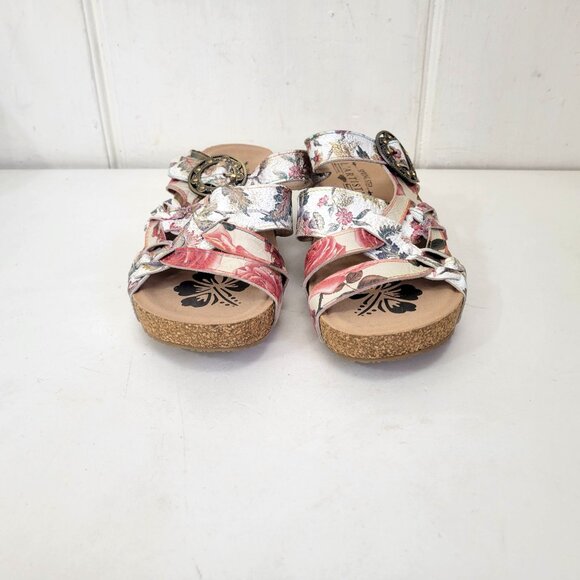 Spring Step L'Artiste Women's Floral Cork Sole Sandals With Adjustable Buckle Si - Picture 7 of 7